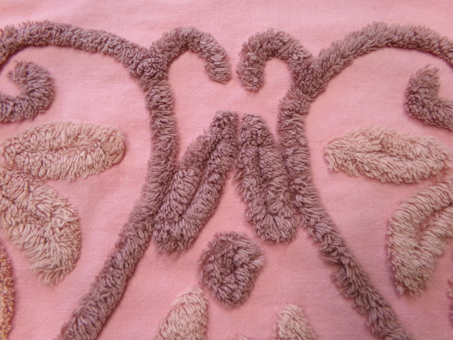 Unique Linked Heart Vintage Chenille Fabric: Old World Style Design 17" x 23" Piece of Material for Arts & Crafts, Wallhanging