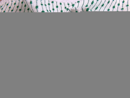 vtg preppy fabric chenille raindrop dots green & white 20x25" piece