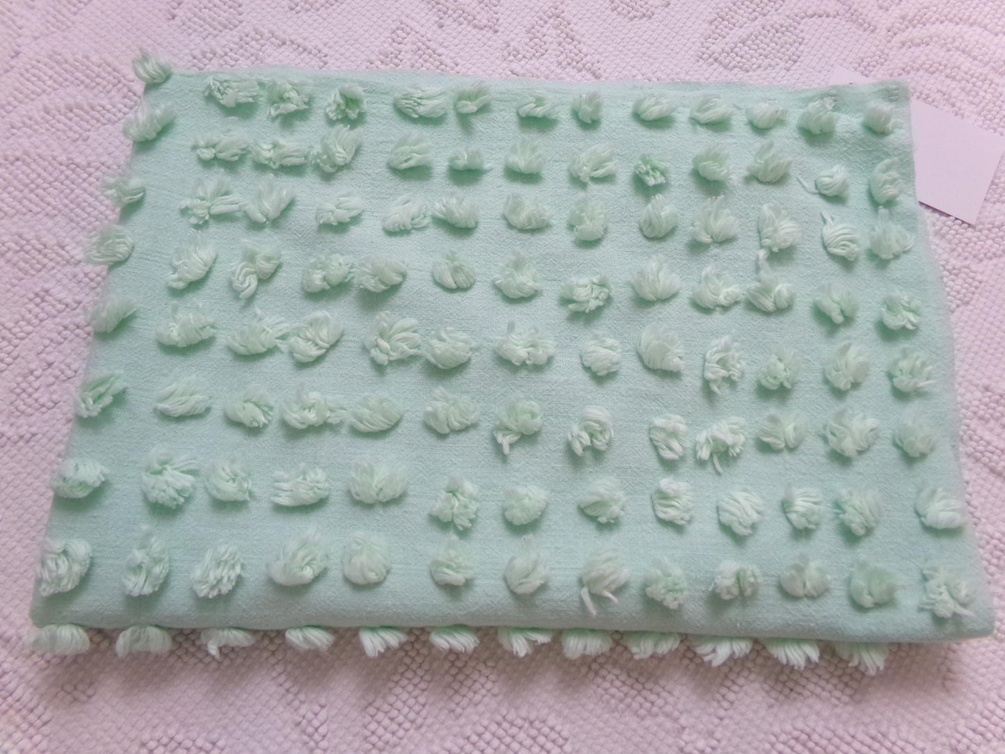 Seafoam Green Windswept Pops Vintage Chenille Fabric, Sewing & Quilt Material 18" x 24"