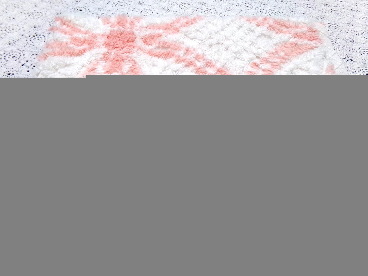 summer peach vintage chenille bedspread fabric white geometric quilt material 20x25"