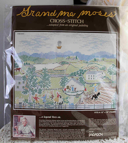 BALLOON Cross Stitch Embroidery Kit Vintage Grandma Moses Design Paragon Needlecraft 0208