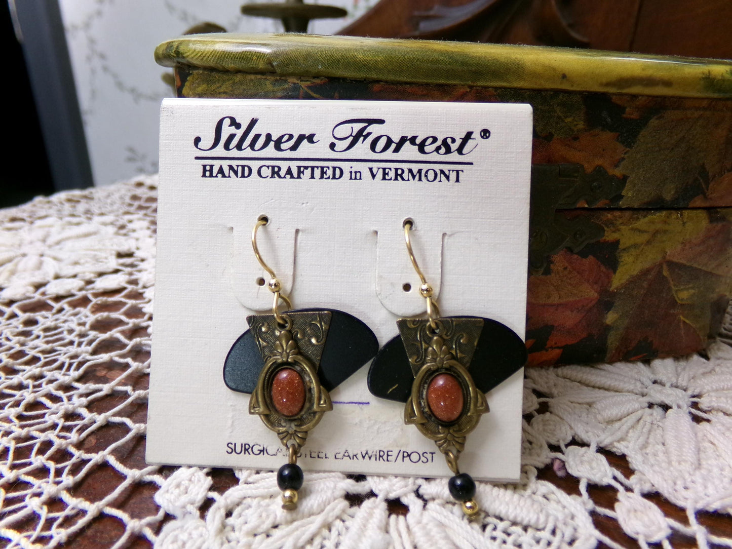 Steampunk Vintage Layered Dangle Earrings, Pierced Boho Silver Forest Vermont Jewelry