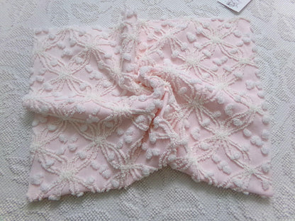 Delicate Pink Vintage Chenille Fabric, Needletuft Rings & Overtufted Pops, Popular Quilt Material 18" x 24"