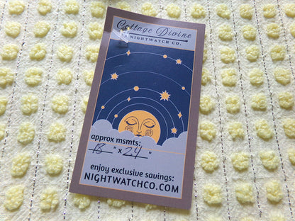 cheery cute yellow pops vintage chenille fabric, nubby dots & silver lurex, 18" x 24" cut piece of sewing material for quilting, crafts