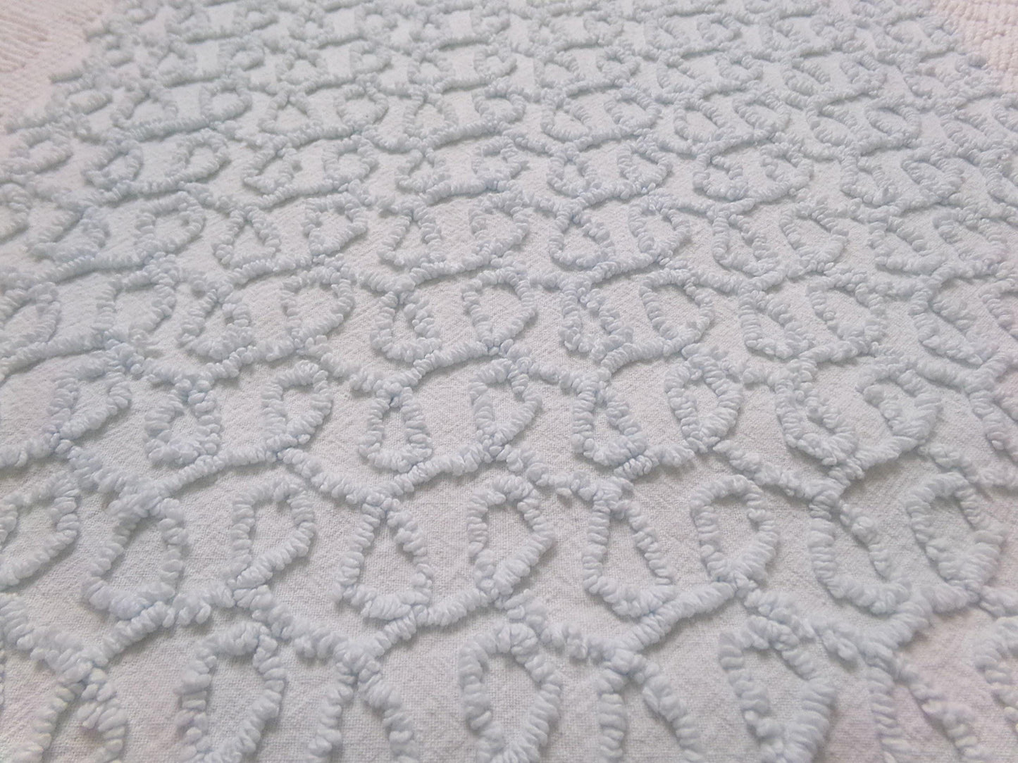 curly cute loops vintage chenille fabric, texturized blue pattern, 18" x 12" sewing & quilt material