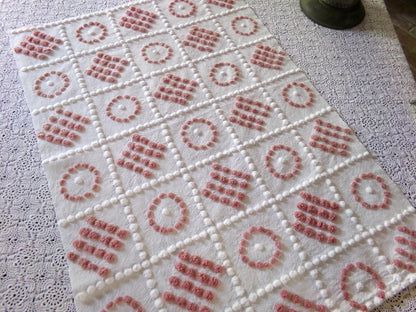 Checkerboard Circle Square Pops Chenille Fabric, 26" x 19" piece, Handmade Vintage Textile for Quilting, DIY Pillows, Fiber Arts & Crafts