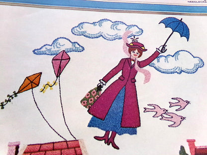 Mary Poppins Vintage Crewel Embroidery Kit Paragon Needlecraft 0778 Whimsical Walt Disney