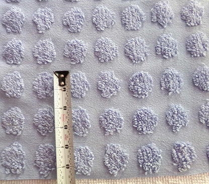 big blue coin pops chenille fabric, vintage style dots on serene blue cotton, 18" x 24" piece of sewing material for crafts & quilting