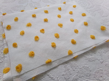 Little Golden Dots Vintage Chenille Fabric, tufted pops lightweight sewing craft quilt material, 18" x 24" piece