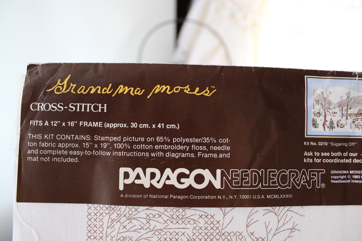 SUGARING OFF Cross Stitch Stitchery Kit, Vintage Grandma Moses Design, Paragon Needlecraft Embroidery 0210 from 1983