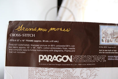 SUGARING OFF Cross Stitch Stitchery Kit, Vintage Grandma Moses Design, Paragon Needlecraft Embroidery 0210 from 1983