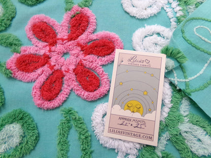 Vintage Green Chenille Fabric, Floral Swirl Design, 20x25" Piece