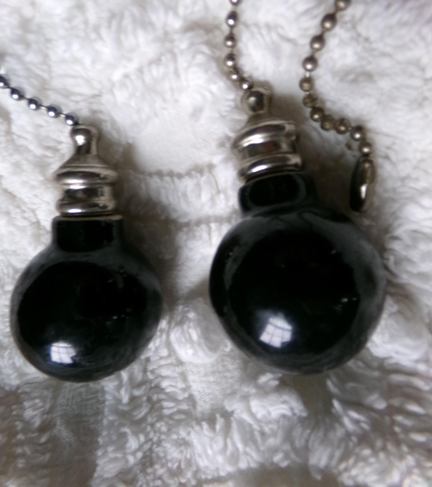 ceiling fan pulls pair, vintage style round black ceramic