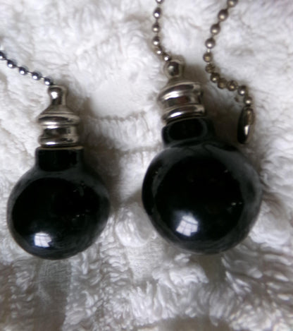 ceiling fan pulls pair, vintage style round black ceramic