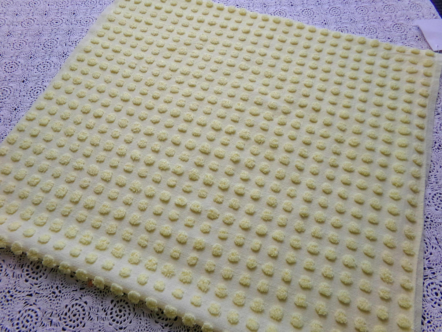 Happy Little Pops Vintage Chenille Material, Cheerful Yellow Nubby Popcorns Fabric, 18" x 34" inch Piece, Uplifting in Handmade Quilts