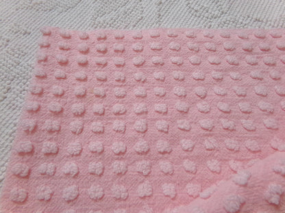 Pink Pops Vintage Chenille Bedspread Fabric Piece Popcorn Dots, 18" x 24"