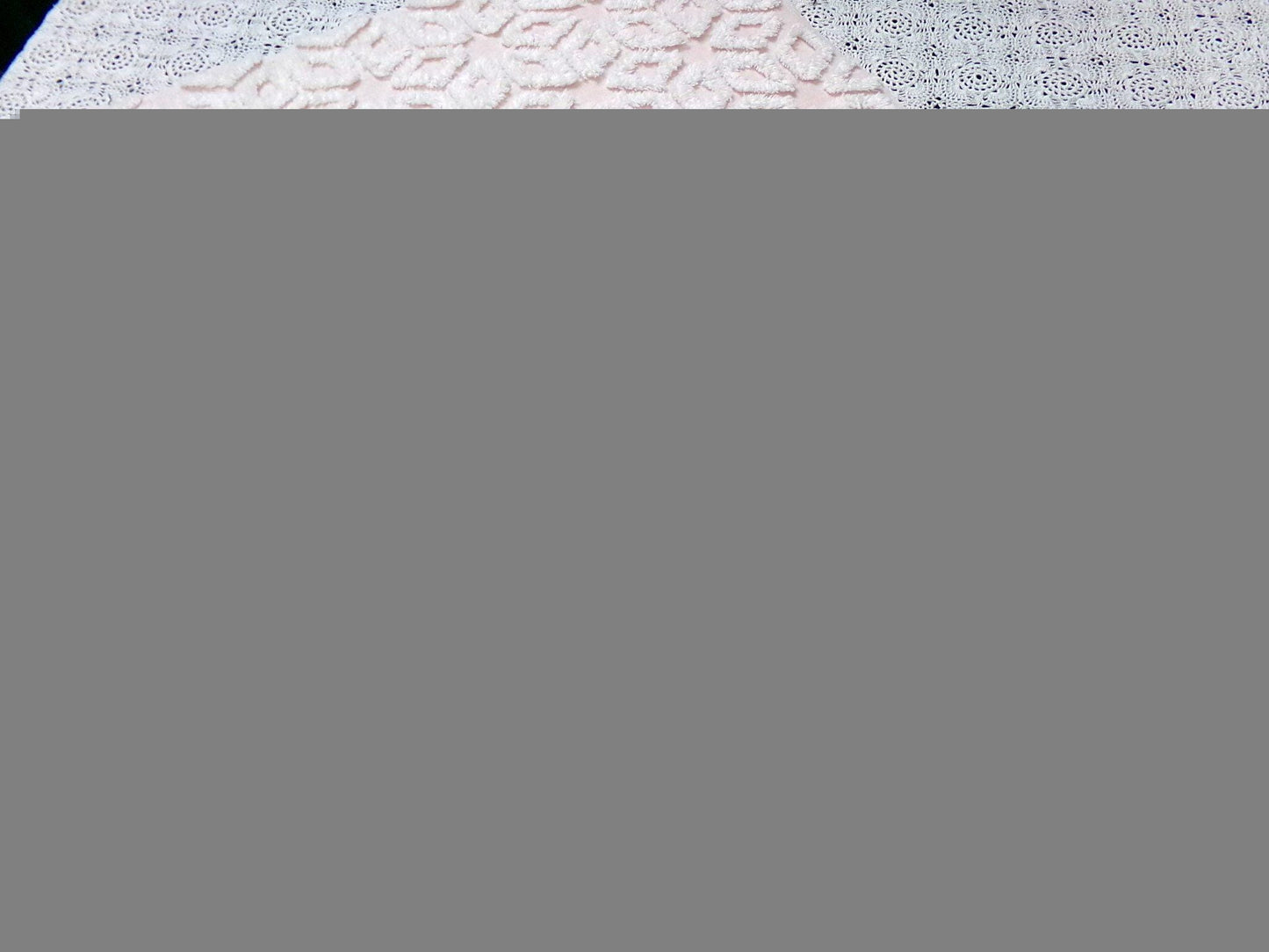 Whisper Pink & White Vintage Chenille Fabric Piece 18x24" Wedge Snowflakes