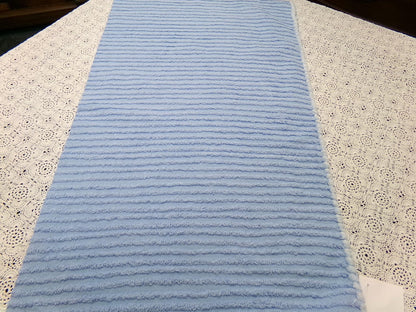 Vintage Chenille Fabric, Simple Blue Stripes, 15.5x25" Piece