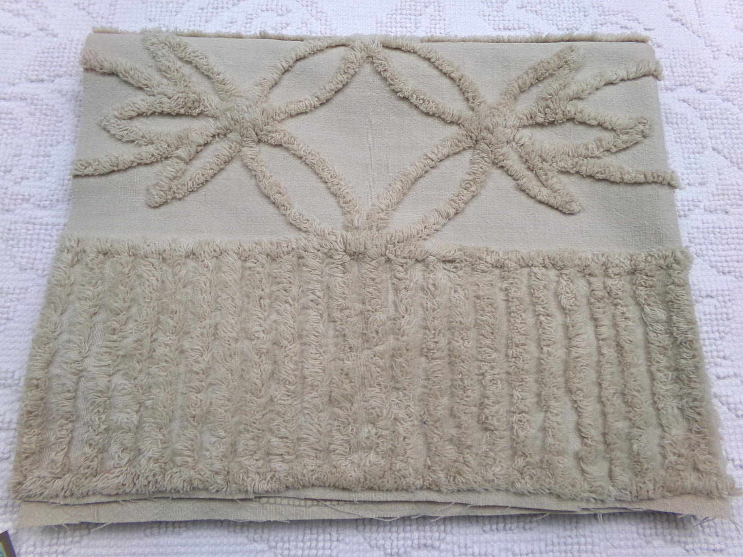 Mocha Sands Vintage Chenille Fabric, Simple Star Floral Sewing & Quilt Material 26" x 20" Piece
