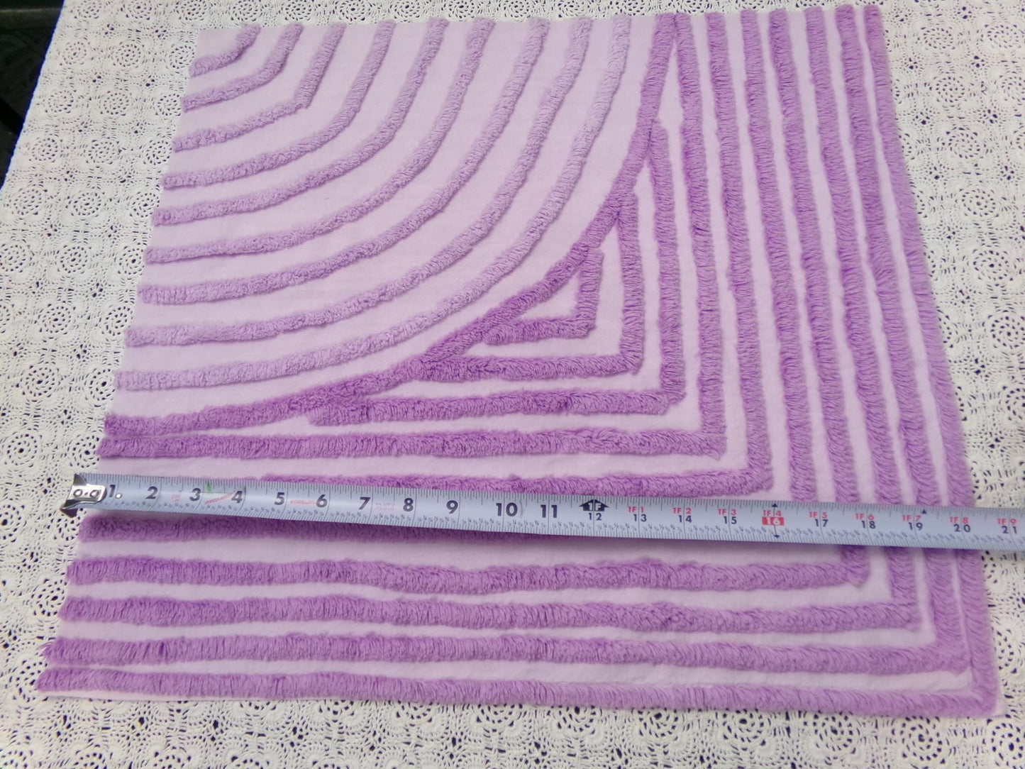 Lilac Vintage Chenille Fabric, Optic Moon Geometric Design, 18x20" Piece