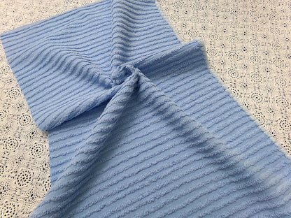 Vintage Chenille Fabric, Simple Blue Stripes, 15.5x25" Piece