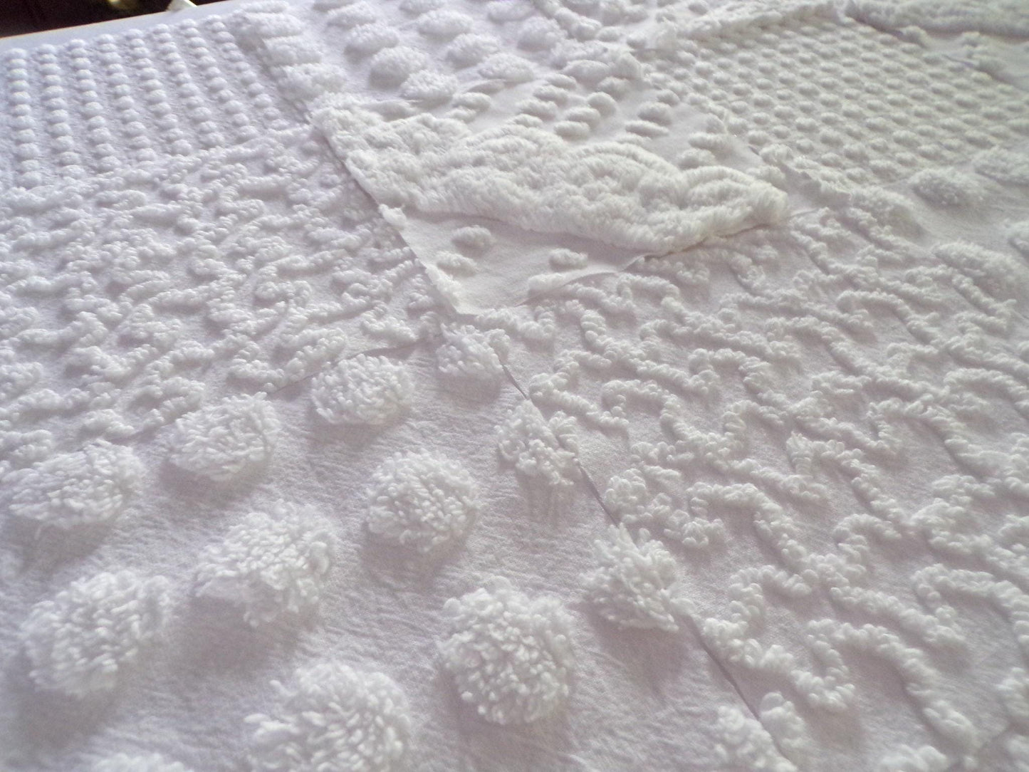 White Chenille Fabric Squares Set, "Let it Snow" 16 Vintage Quilt Blocks, 6" inch