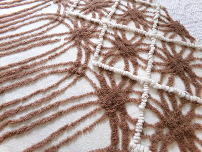 vintage brown chenille fabric: shabby mocha chocolate & vanilla cream piece great for quilting, crafts, 23" x 30"