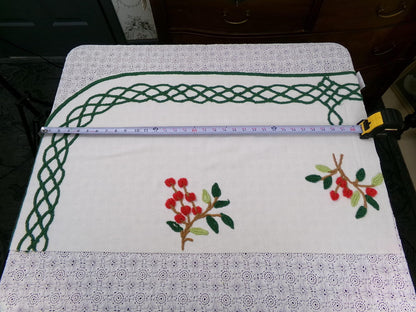 Farmhouse Cherry Vintage Chenille Bedspread Fabric 19x27" Piece