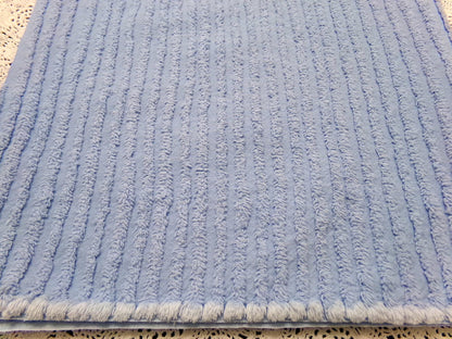Vintage Chenille Fabric, Simple Blue Stripes, 15.5x25" Piece