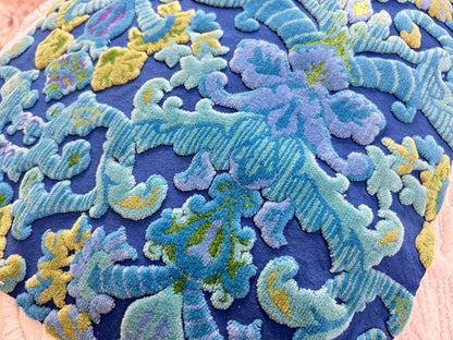 Electric Blue Vintage Cut Velvet Fabric, Mystic Bates Tapestry Chenille, 12x20"