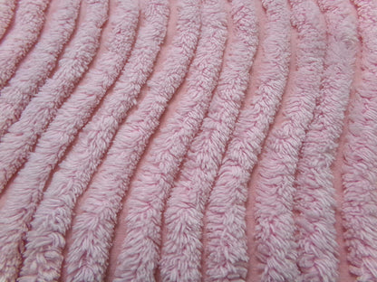 cotton candy pink vintage chenille bedspread fabric ultra plush ripple tufts 13" x 23"
