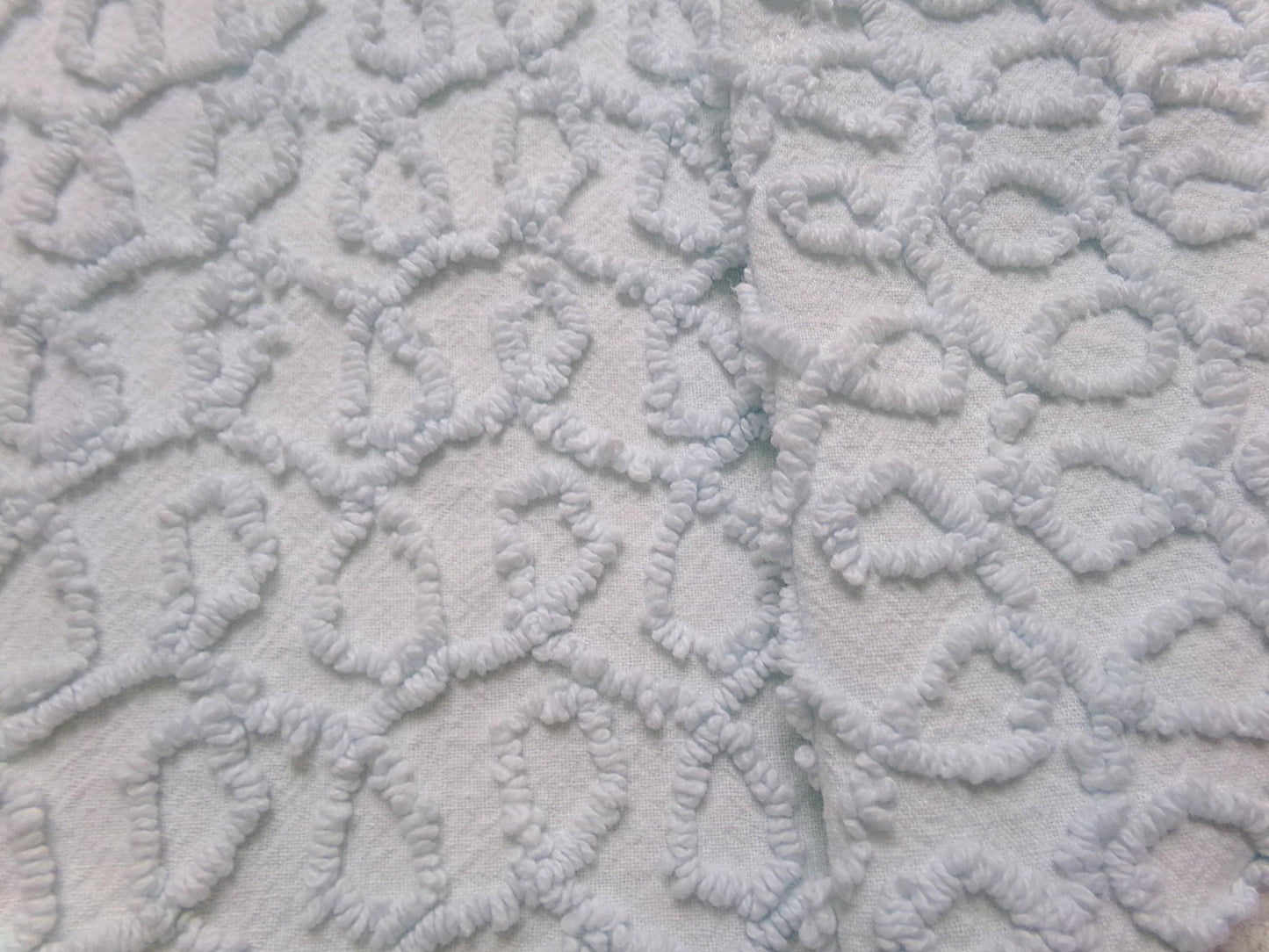 curly cute loops vintage chenille fabric, texturized blue pattern, 18" x 12" sewing & quilt material