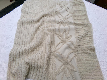Mocha Sands Vintage Chenille Fabric, Simple Star Floral Sewing & Quilt Material 26" x 20" Piece