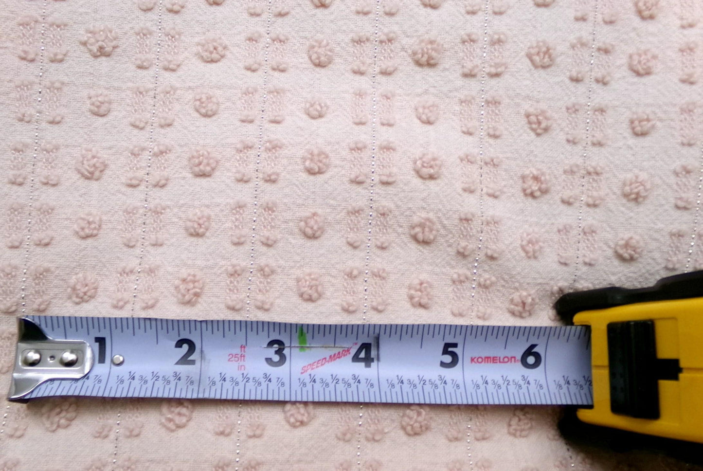 Vintage Chenille Bedspread Fabric, Neutral Fleshtone Lightweight Pop Dot Dash Sparkle 18"x24"