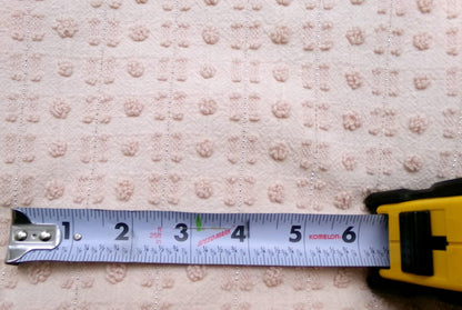 Vintage Chenille Bedspread Fabric, Neutral Fleshtone Lightweight Pop Dot Dash Sparkle 18"x24"