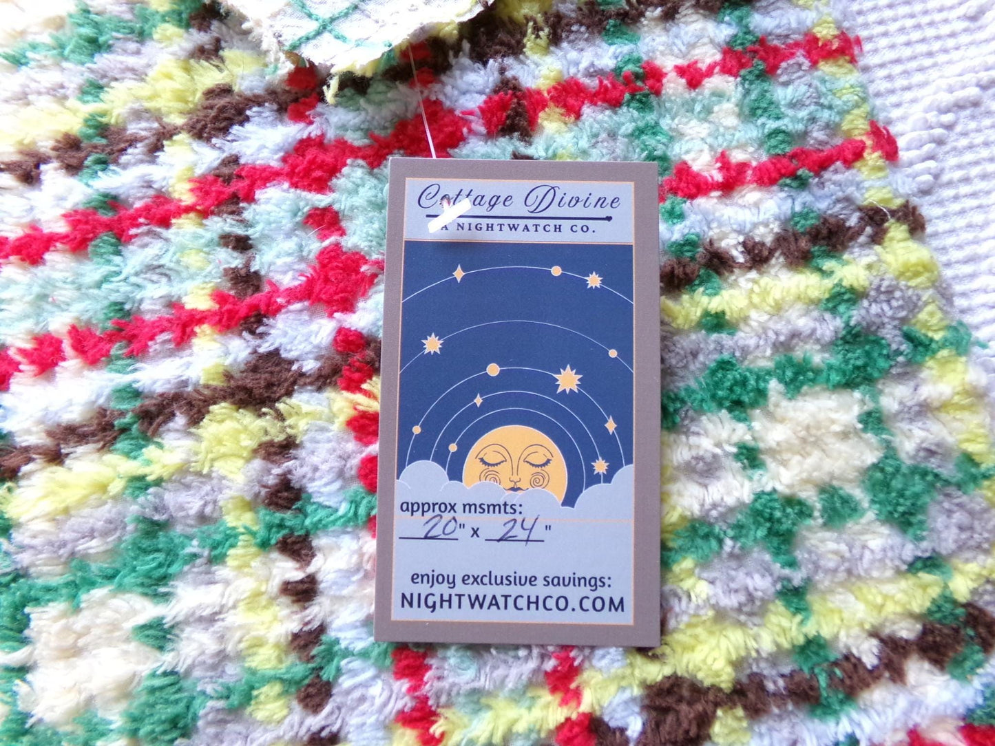 brightly colored vintage chenille fabric in retro rustic plaid design, 20" x 24" inch piece of quilt material for sewing & crafts