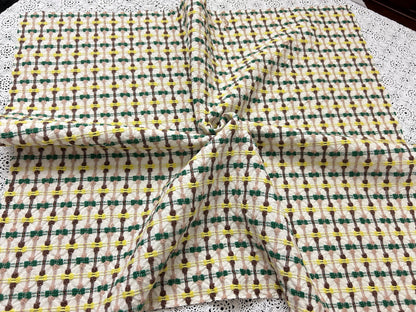 Mod Vintage Woven Chenille Fabric 21x25, Bates Bowtie Geometric Quilt Material