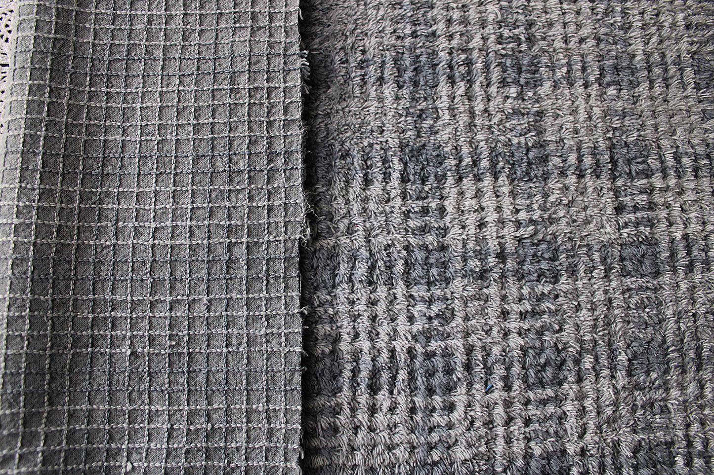Cozy Chenille Fabric in Moody Storm Grey Plaid, Vintage Style 20" x 25" inch Piece, great for quilt fabric, crafts, stuffed toys