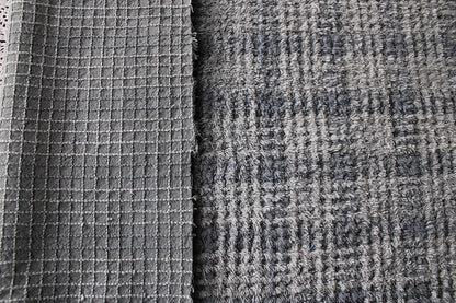Cozy Chenille Fabric in Moody Storm Grey Plaid, Vintage Style 20" x 25" inch Piece, great for quilt fabric, crafts, stuffed toys