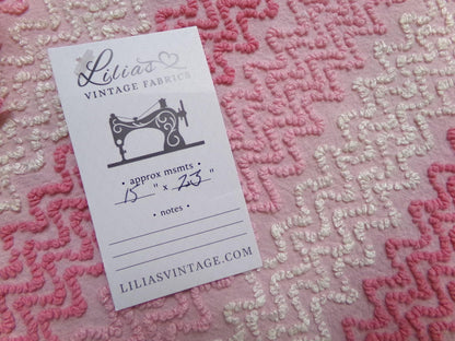 Pink Vintage Chenille Bedspread Fabric, Zig Zag Texture, 15" x 23" piece
