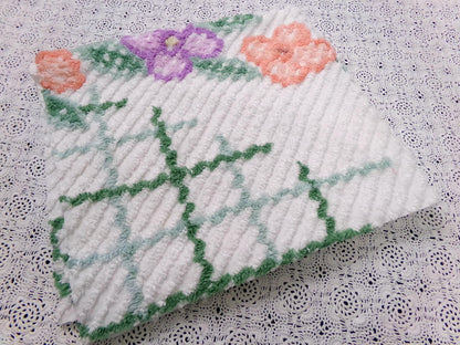 Avant Garde Floral Vintage Chenille Fabric, Geometric 23x26" Piece
