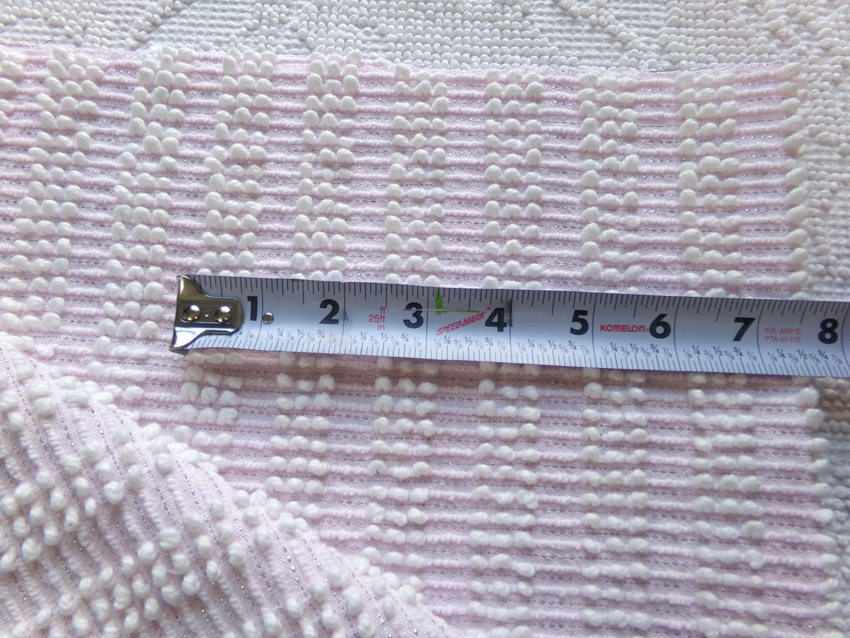 Vintage Chenille Fabric, Lilac Pink White Pearls & Silver Lurex, 20x25" Piece