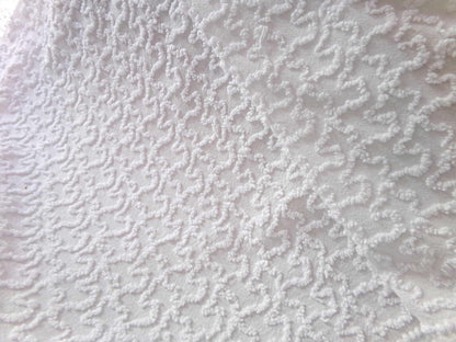 Texturized 3D Squiggles White Vintage Chenille Fabric, 18" x 24" Piece, Versatile to Use in Quilts, Pillows & Small Craft Projects