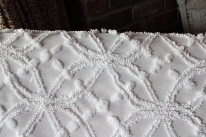 Classic White Vintage Chenille Fabric, Wedding Ring Pops Sewing & Quilt Material 20" x 25
