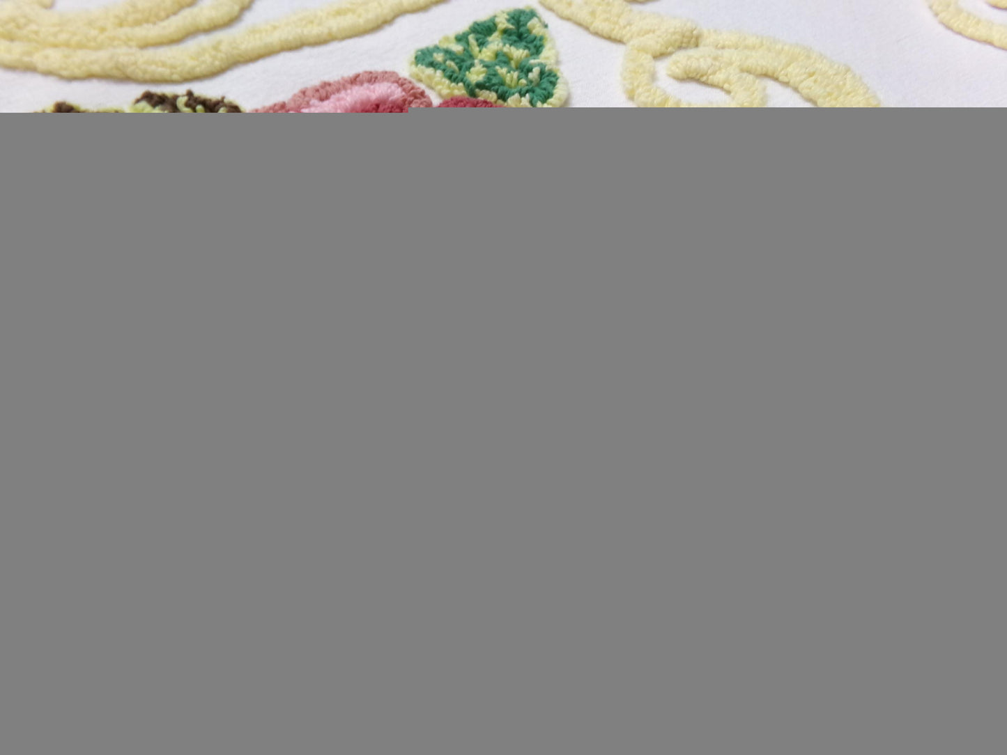Cottage Pink Rose Vintage Chenille Fabric Shabby Scrollwork Sewing Quilt Material 27" x 24"