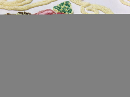 Cottage Pink Rose Vintage Chenille Fabric Shabby Scrollwork Sewing Quilt Material 27" x 24"