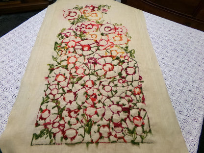 GARDEN FLOWERS Finished Crewel Embroidery, Vintage Paragon Needlecraft 0926, Floral Wall Art