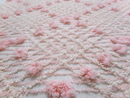 Blush Pink White Vintage Chenille Bedspread Fabric 18x24" Geometric Diamond Puffs