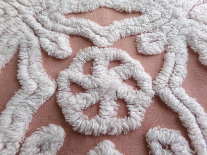 Plush Snowflake Pinwheel Vintage Chenille Fabric, 15x28" Sewing Quilt Textile