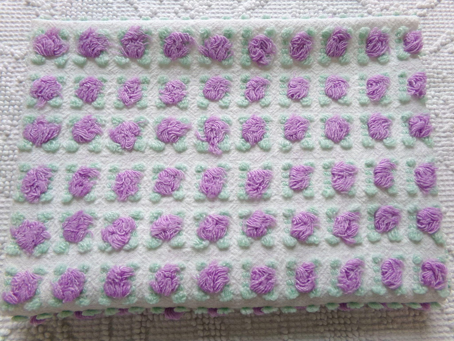 rosebud vintage chenille fabric: Morgan Jones amethyst purple roses 18" x 25" cut piece